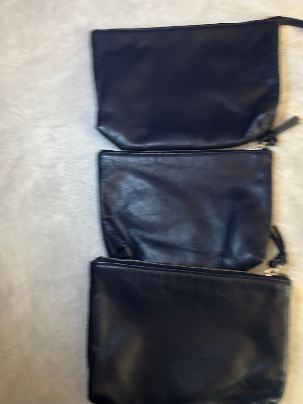 Black Leather Travel Pouch -Women’s  Zip Organizer